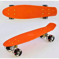 Скейт Пенни Борд (Penny Board) со светящимися колесами. 22 дюйма оранжевый