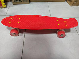 Скейт Пенні Борд (Penny Board) з світяться колесами. 22 дюйма червоний
