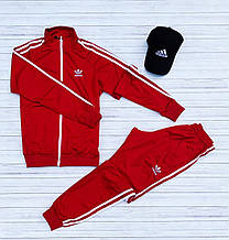 Спортивний костюм Adidas червоний чоловічий осінній демісезонний комплект Адідас Олімпійка + Штани