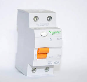 Диференціальний вимикач (ПЗВ) Schneider Electric Домовий ВД63, 2P 40А 30 мА, 11452, фото 1