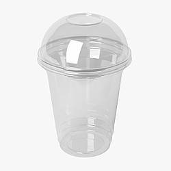 Пластиковий стакан 400 мл з купольною кришкою - 50шт./уп для коктейлів та лимонадів