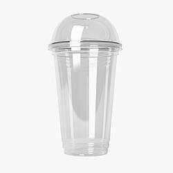 Купольний стакан 500мл з купольною кришкою одноразовий пластиковий - 50шт/уп. для коктейлів