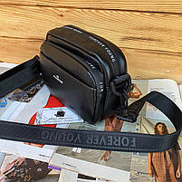 Жіноча шкіряна сумка крос-боді чорна Polina & Eiterou, фото 5