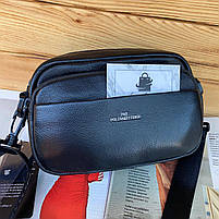 Жіноча шкіряна сумка крос-боді чорна Polina & Eiterou, фото 7
