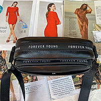 Жіноча шкіряна сумка крос-боді чорна Polina & Eiterou, фото 8