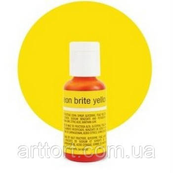 Гелевий барвник Chefmaster Neon brite yellow / яскраво-жовтогарячий, 20 г