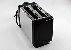 Тостер на 2 відділення з піддоном для крихт Domotec MS-3231 650W Black/Steel (N009429), фото 3