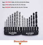 Набір свердел для металу, цегли (кладки) та дерева 16 пр. Harden Tools 610289, фото 3