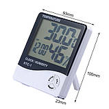 Годинник Термометр HTC-1, цифровий термометр гігрометр, прилад для вимірювання температури та вологості в приміщенні, фото 2