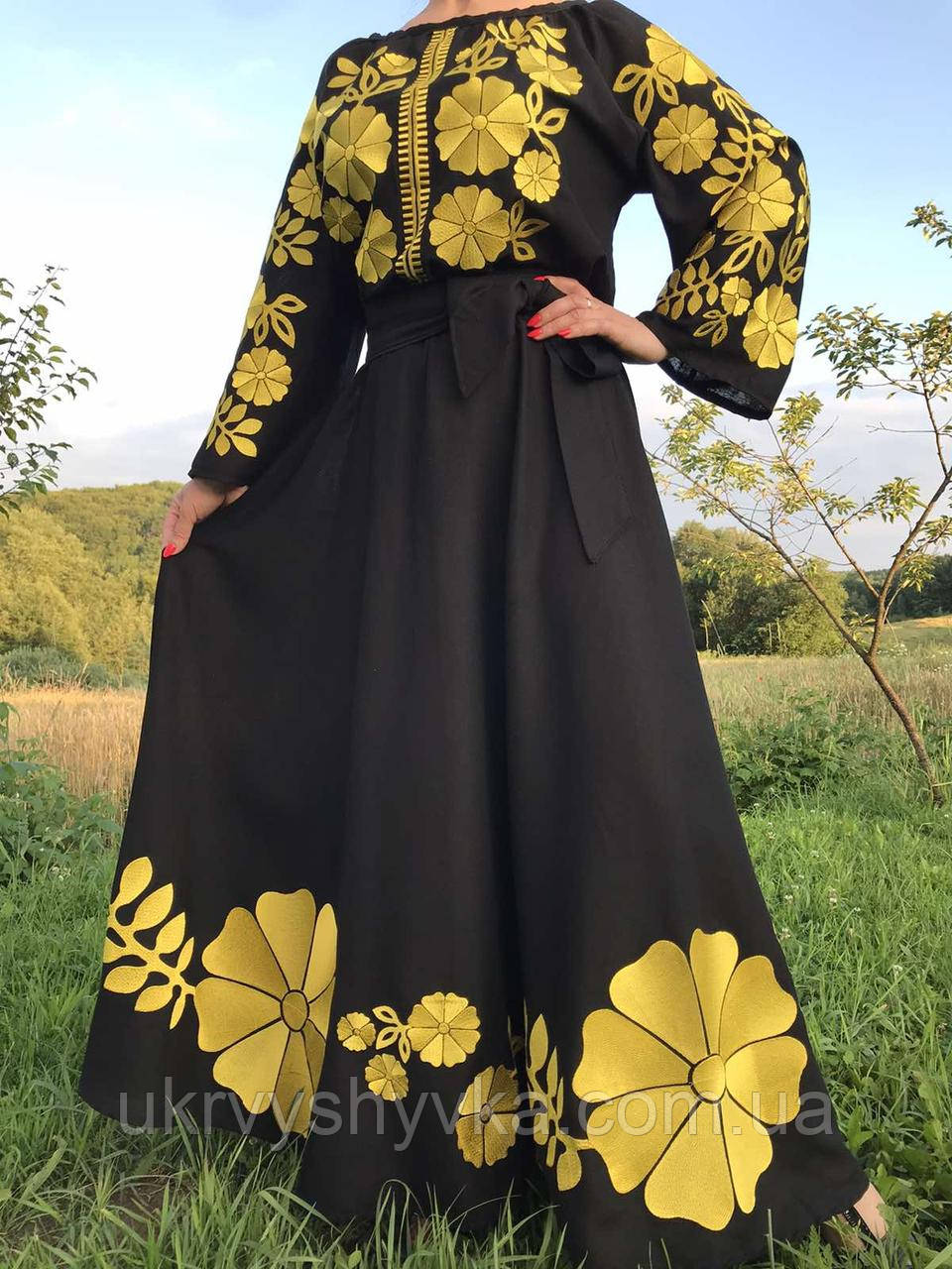 Чорне плаття з вишивкою "Суцвіття": Вишиванки жіночі | Купити вишиванки для  свята і повсякдення