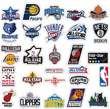 Набір вінілових наклейок стикерів NBA баскетбол Стікербомбінг на автотелефон ноутбук 50 шт., фото 3