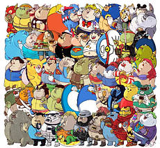 Набір вінілових наклейок стикерів Стикерпак Товсті Герої стикербомбінг на авто телефон ноутбук стіну 51 шт., фото 3