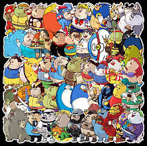 Набір вінілових наклейок стикерів Стикерпак Товсті Герої стикербомбінг на авто телефон ноутбук стіну 51 шт., фото 5