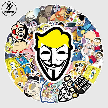 Набір вінілових наклейок стикерів Стикерпак Герої Мультфільмів стикербомбінг на автотелефон ноутбук стін 50 шт., фото 3