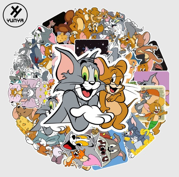 Набір вінілових наклейок стикерів Том і Джеррі Стикербомбінг на автотелефон ноутбук стіну 50 шт.