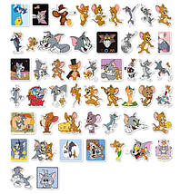 Набір вінілових наклейок стикерів Том і Джеррі Стикербомбінг на автотелефон ноутбук стіну 50 шт., фото 3