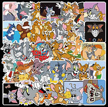 Набір вінілових наклейок стикерів Том і Джеррі Стикербомбінг на автотелефон ноутбук стіну 50 шт., фото 4