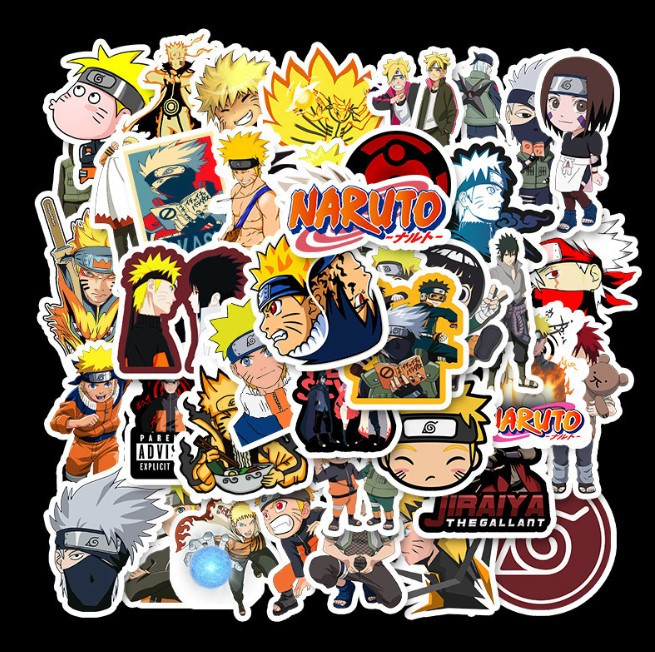 Набір вінілових наклейок стикерів Наруто Naruto No2 Аніме Стикербомбінг на автотелефон ноутбук стіну 50 шт.