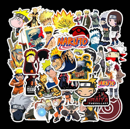 Набір вінілових наклейок стикерів Наруто Naruto No2 Аніме Стикербомбінг на автотелефон ноутбук стіну 50 шт., фото 1