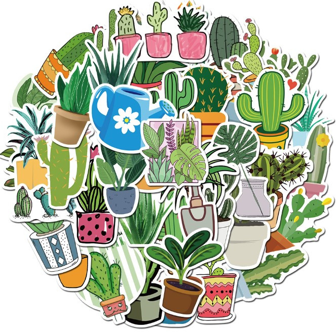 Набір вінілових наклейок стикерів (наклейок) рослинині Стикербомбінг на авто телефон ноутбук стіну 45 шт.