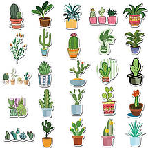 Набір вінілових наклейок стикерів (наклейок) рослинині Стикербомбінг на авто телефон ноутбук стіну 45 шт., фото 4