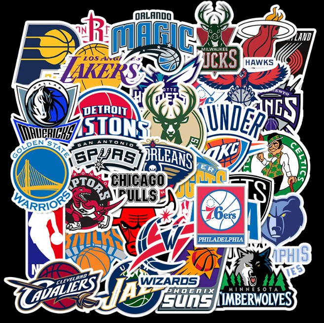 Набір вінілових наклейок стикерів (наклейок) Баскетбол NBA Стікербомбінг на автотелефон ноутбук стіну 32 шт.