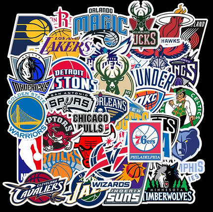 Набір вінілових наклейок стикерів (наклейок) Баскетбол NBA Стікербомбінг на автотелефон ноутбук стіну 32 шт., фото 1