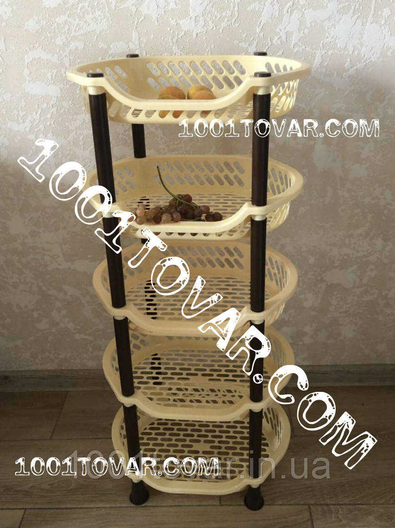 Пластикова етажерка LUX на 5 ярусів, кавово-коричневий, фото 1