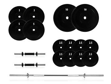 Набір штанга + гантелі розбірне 72 кг, гантелі для прокачування біцепсів та трицепсів (NEOS)