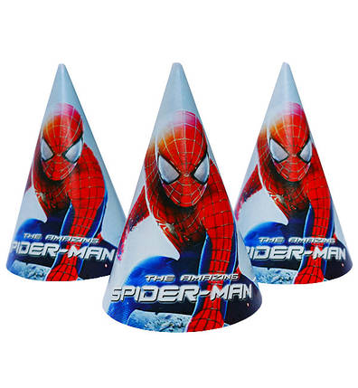 Ковпачки на день народження "Спайдермен" (5шт.), висота - 15 см, фото 1