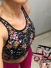 Спортивний Топ Victoria's Secret Long Line Sport Bra р. М, Чорний у квіточки, фото 3
