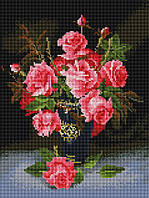 Набор Алмазная мозаика вышивка (квадратные стразы, полная выкладка, без подрамника) 30х40см "Розы в вазе"