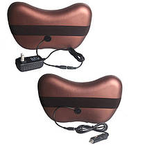 Роликовий масажер для спини і шиї Massage pillow GHM 8028 | масажна подушка | масажер з підігрівом, фото 2