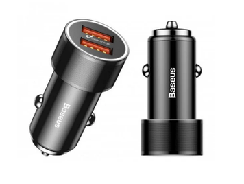 Автомобільний зарядний пристрій BASEUS Small Screw Quick Charge (2USB, 36 W) Black