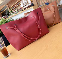 Жіноча сумка LADY BAG 2B Бордова | Комлект жіночих сумок 4 в 1, фото 3