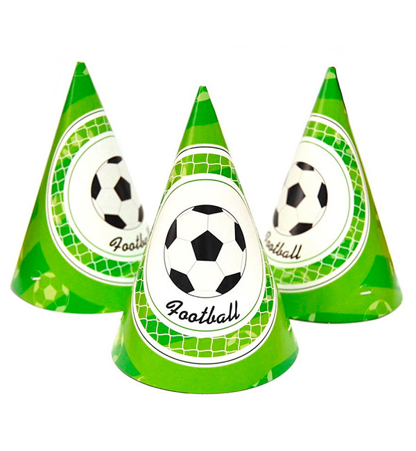 Ковпачки на день народження "Футбол" (5шт.), висота - 15 см