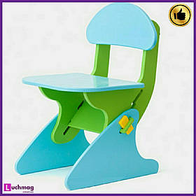 Дитячий дерев'яний салатово-блакитний стілець з регулюванням висоти ТМ Sportbaby