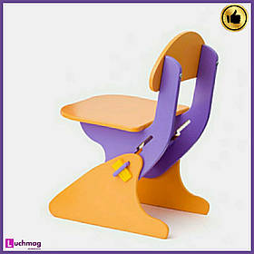 Дитячий дерев'яний оранжево-фіолетовий стілець з регулюванням висоти ТМ Sportbaby