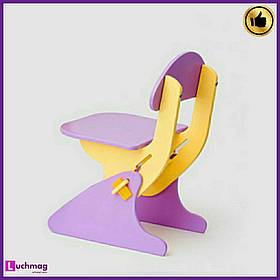 Дитячий дерев'яний світло-бузковий стілець з регулюванням висоти ТМ Sportbaby