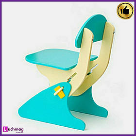 Дитячий дерев'яний светлоголубой стілець з регулюванням висоти ТМ Sportbaby