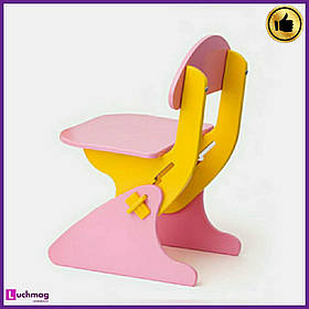 Дитячий дерев'яний рожево-жовтий стілець з регулюванням висоти ТМ Sportbaby