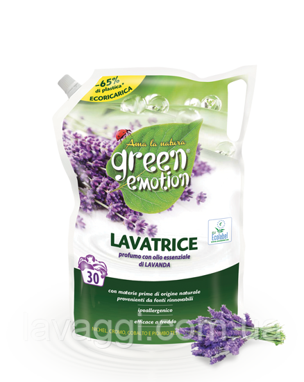 Гіпоалергенний гель для прання (дойпак) Green Emotion Lavantrice Busta на 30 прань 1500 мл