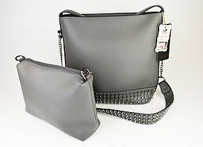 Сумка сіра 9211 екошкіра, фото 4
