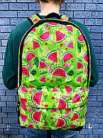 Рюкзак городской модный качественный молодежный с принтом Арбуз, цвет зеленый