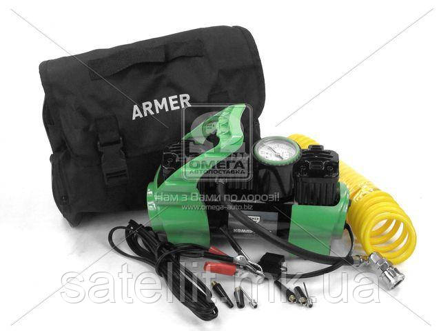 Компресор 12V, 10 Атм, 72 л/хв, 2 поршневий, клемми, ARM-F72
