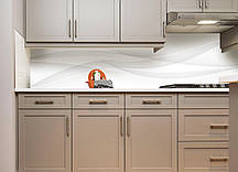 Кухонний фартух самоклейка 60х300см Білий шовк Лінії вініловий ПВХ наклейка плівка скиналі для кухні