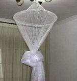 Балдахін підвісний проти комах (полог, сітка від комарів) білого кольору на ліжко, фото 5