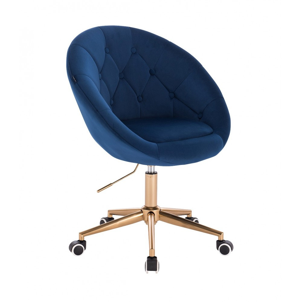 Перукарське крісло на пневматиці Hrove Form HR8516K синій велюр основа золото