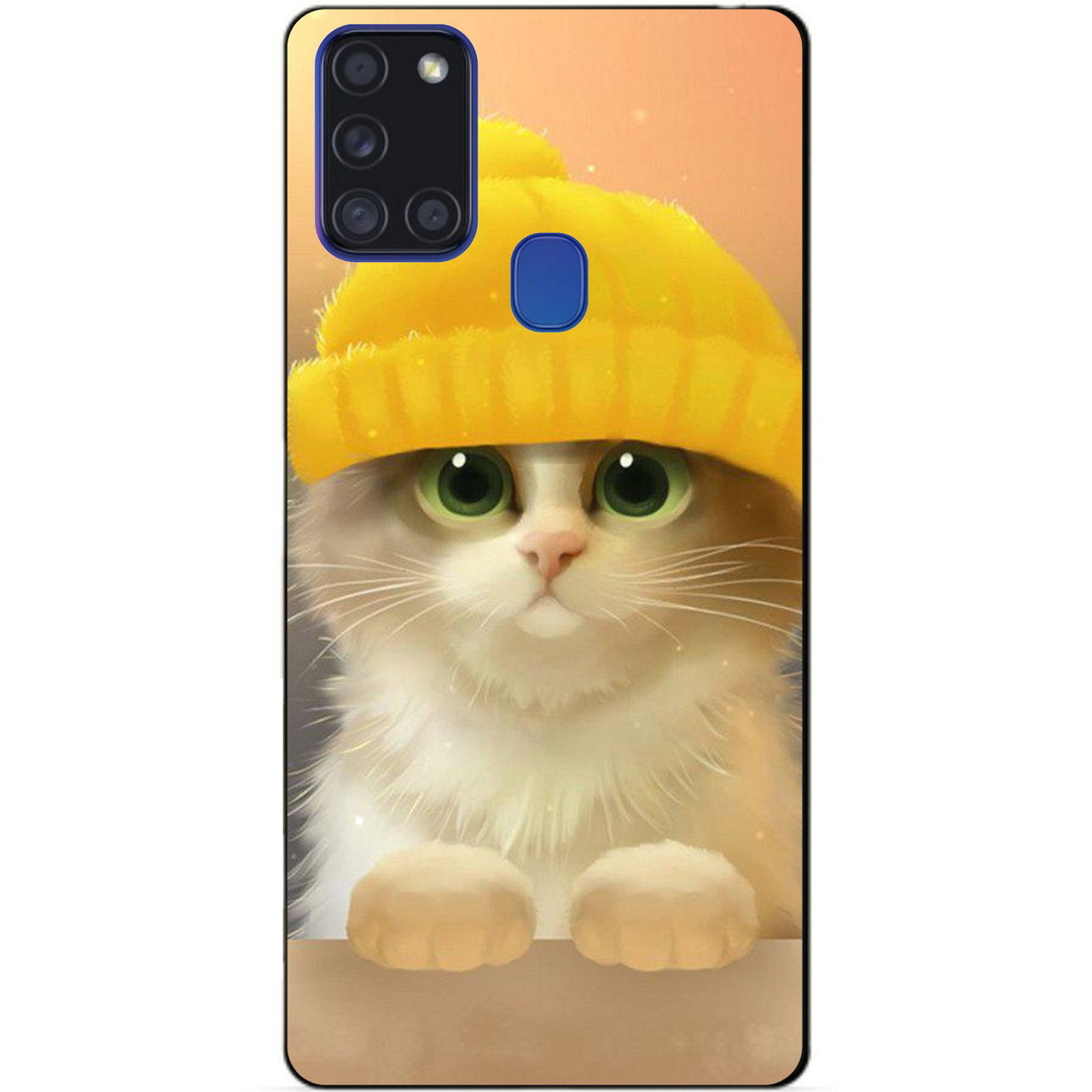 Силіконовий бампер чохол для Samsung A21s з малюнком Котик в шапці