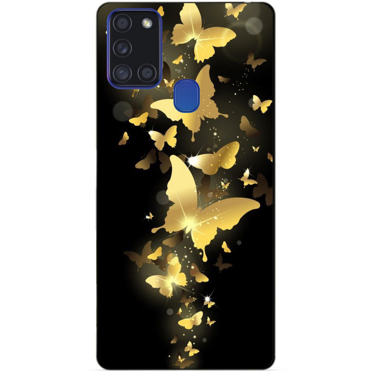 Силіконовий бампер чохол для Samsung A21s з малюнком Золоті метелики